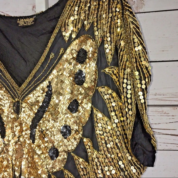 Linsiano vintage beaded silk blouse size small - Picture 5 of 7